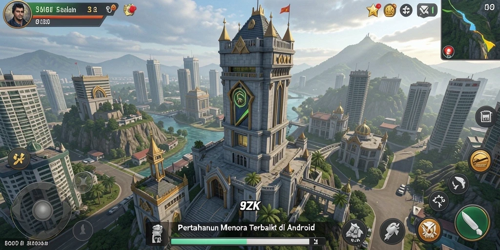 Tangkapan layar 9ZK menampilkan pertempuran seru dalam game Tower Defense.