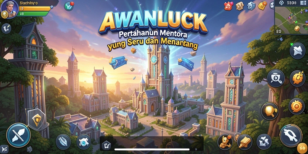 Tangkapan layar AWANLUCK menampilkan momen seru saat menyerang musuh dalam Tower Defense.