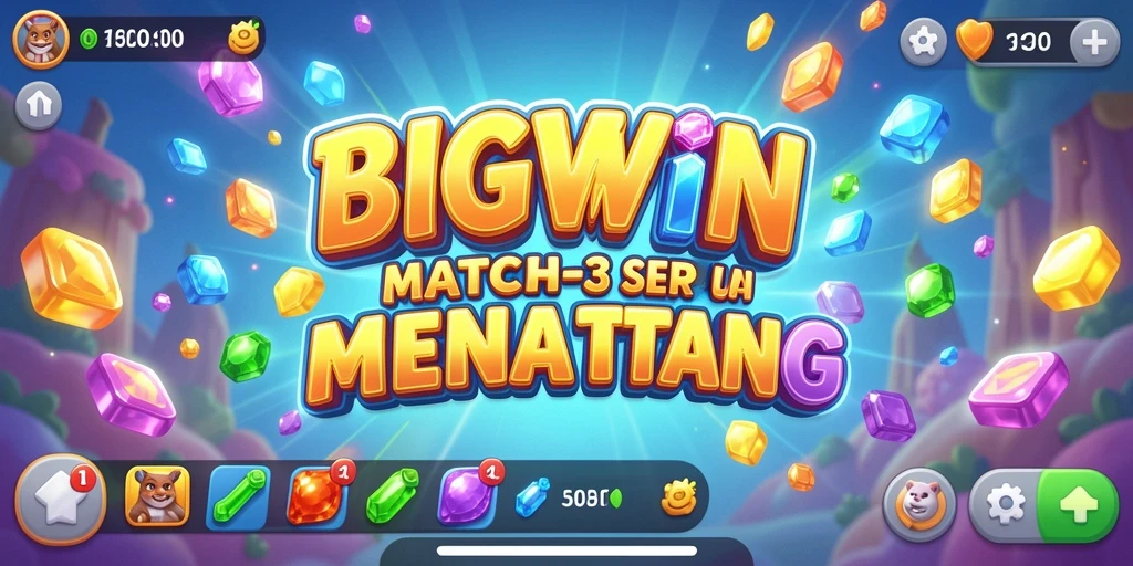 Tampilan gameplay seru di BIGWIN dengan level Match-3 yang menantang.
