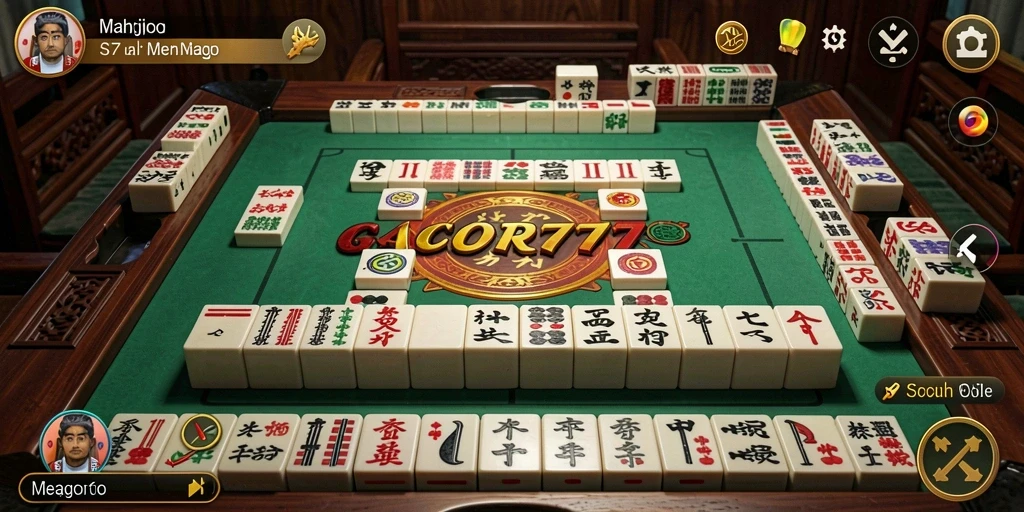 Tampilan gameplay menarik dari GACOR777 dengan ubin Mahjong.