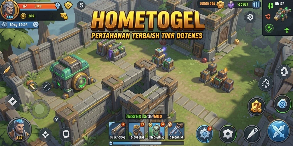 Screenshot utama HOMETOGEL menampilkan aksi seru dalam permainan Tower Defense.