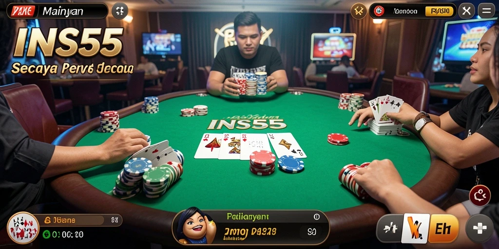 Tampilan gameplay Poker yang seru dan mendebarkan di INS55.