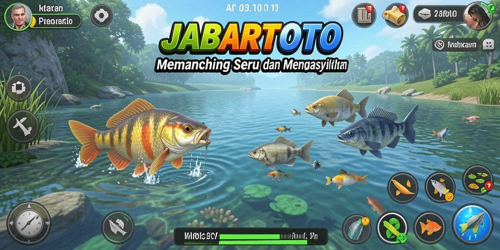 Tampilan gameplay JABARTOTO menunjukkan aksi memancing yang mendebarkan.