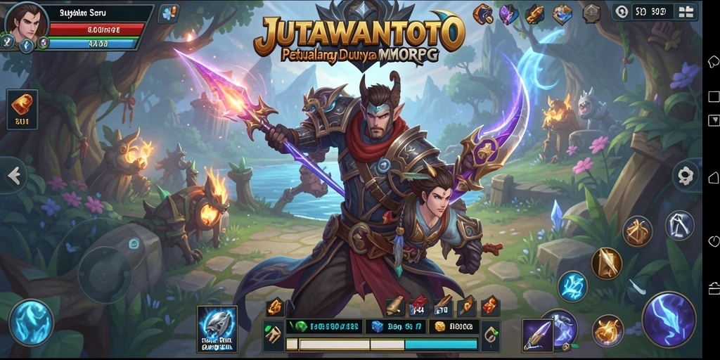 Screenshot JUTAWANTOTO yang menunjukkan aksi pertarungan epik dalam game MMORPG.