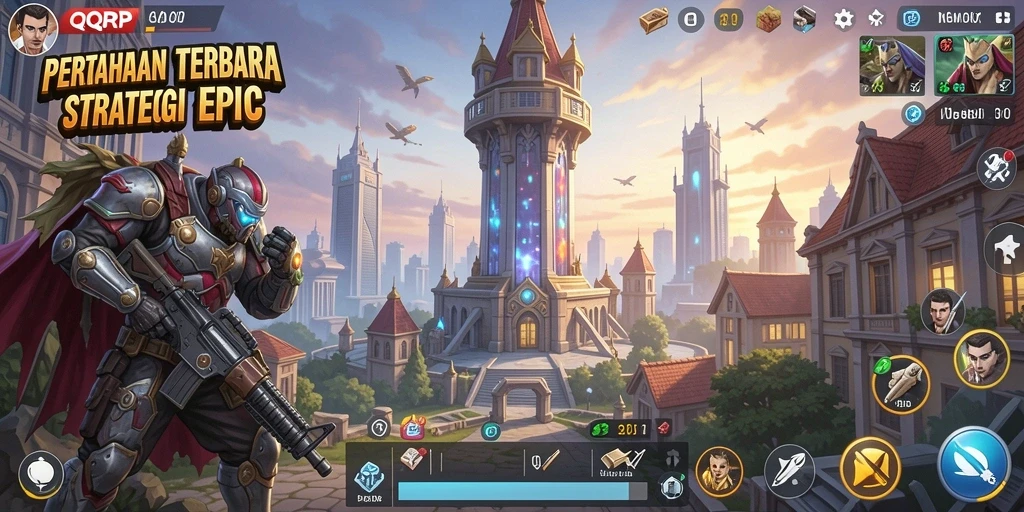 Screenshot menunjukkan aksi mendebarkan dalam gameplay Tower Defense.