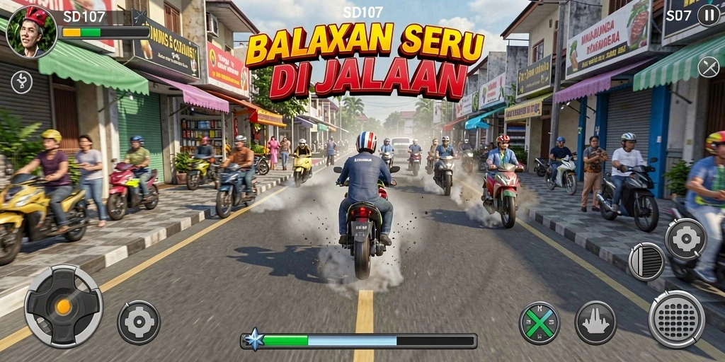 Gameplay seru di SD107 dengan mobil balap yang menawan.