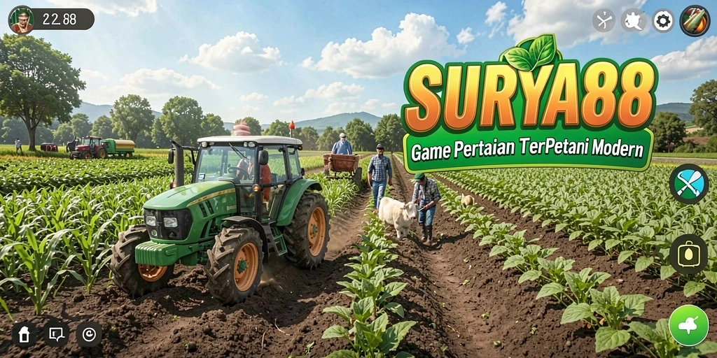 Tampilan gameplay <strong>SURYA88</strong> yang menarik dengan aktivitas pertanian.